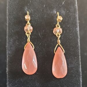 Pink Chalcedony Gold Plated Gemstone Earrings